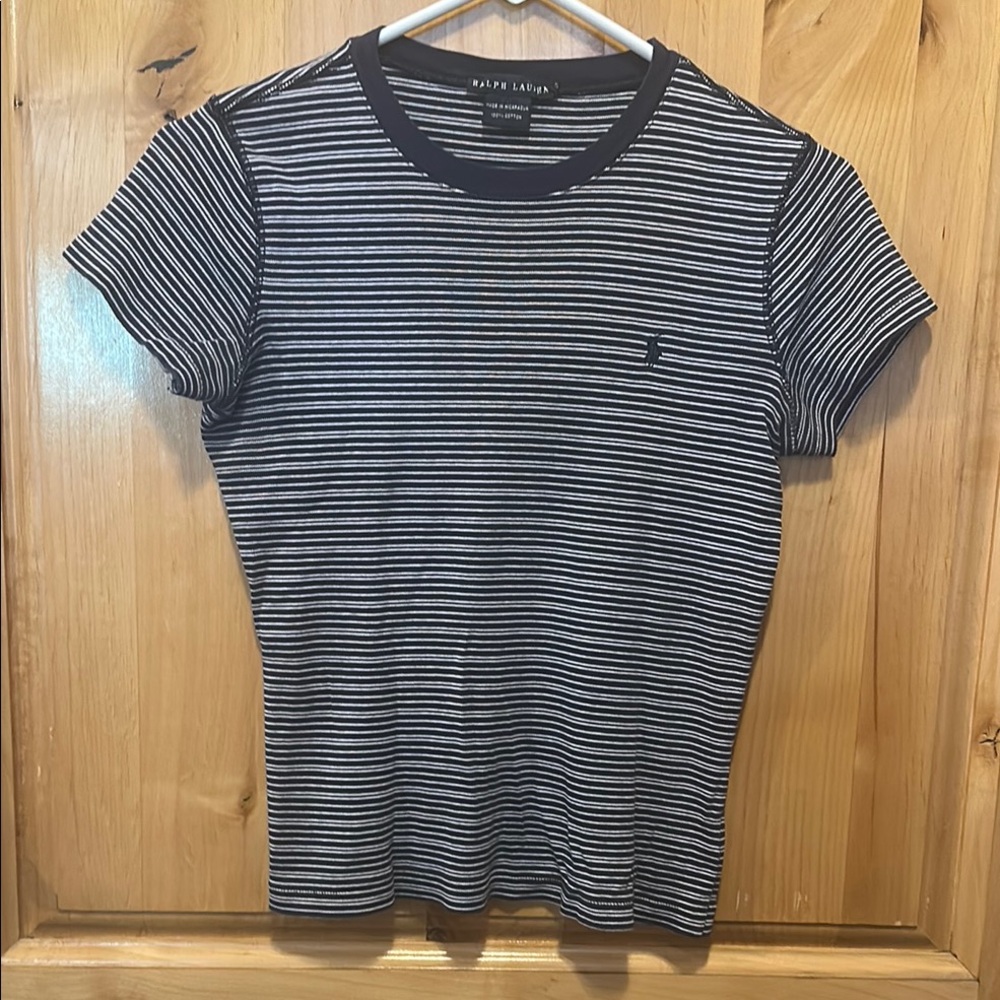 Ralph Lauren Striped Crew Neck Tee Navy & White sz S